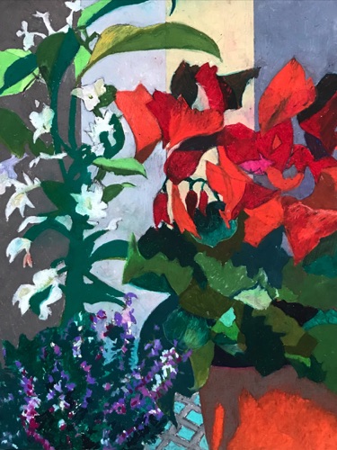 Flowerpot Garden (sold);
charcoal and oil pastel on paper, 24 x 18" Flowerpot Garden (sold);
charcoal and oil pastel on paper, 24 x 18"